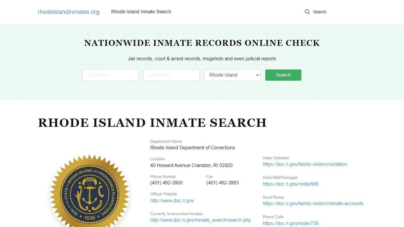 Rhode Island Offender Lookup - RI DOC Inmates